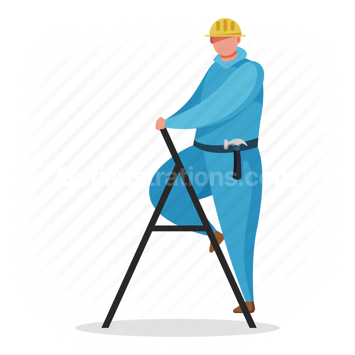 man, maintenance, construction, ladder